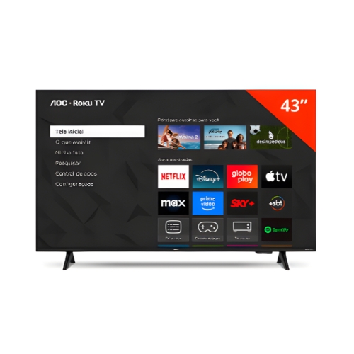 Televisor AOC 43S5155/78G: Smart TV 43"| DLED 4K| Comando De Voz| Roku TV| Wi-fi| Bluetooth| HDMI| USB| Lan Ethernet - Portal de Adesões