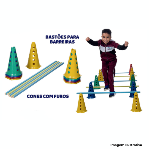 Conjunto Kit Agilidades Corporais Circuito Infantil Com 38 Peças