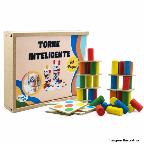 Brinquedo Conjunto Torre Inteligente Em MDF 63 Peças - Portal de Adesões