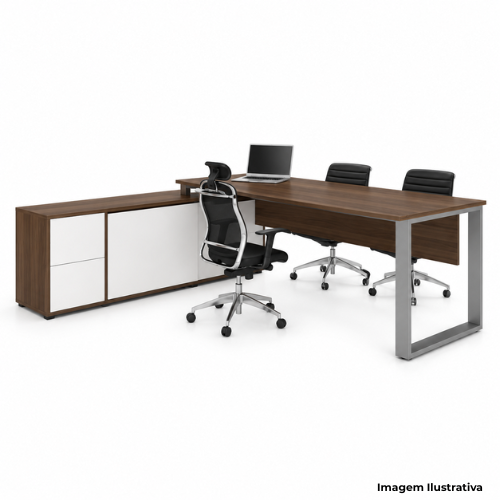 Mesa Escritório Executiva Em “L” Com Armário Lateral MUR.DIR - Portal de Adesões