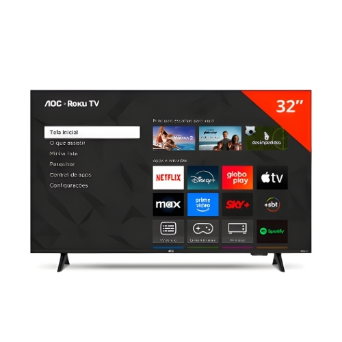 Televisor AOC 32S5155/78G: Smart TV DLED 32”| HD| Comando De Voz| Roku TV| Wifi| Bluetooth| HDMI| USB| Lan Ethernet