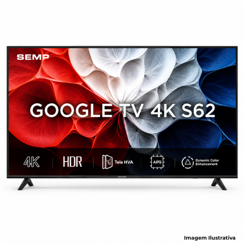 Televisor TCL Semp 50S62: Smart TV 50”| Ultra HD 4K| Comando De Voz| Google TV| Wifi| Bluetooth| HDMI| USB| Suporte de Parede Incluso