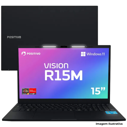 Notebook Positivo Vision R15M: Processador R7| 8GB RAM| 256GB SSD| Tela 15.6"| Linux| Garantia 1 Ano