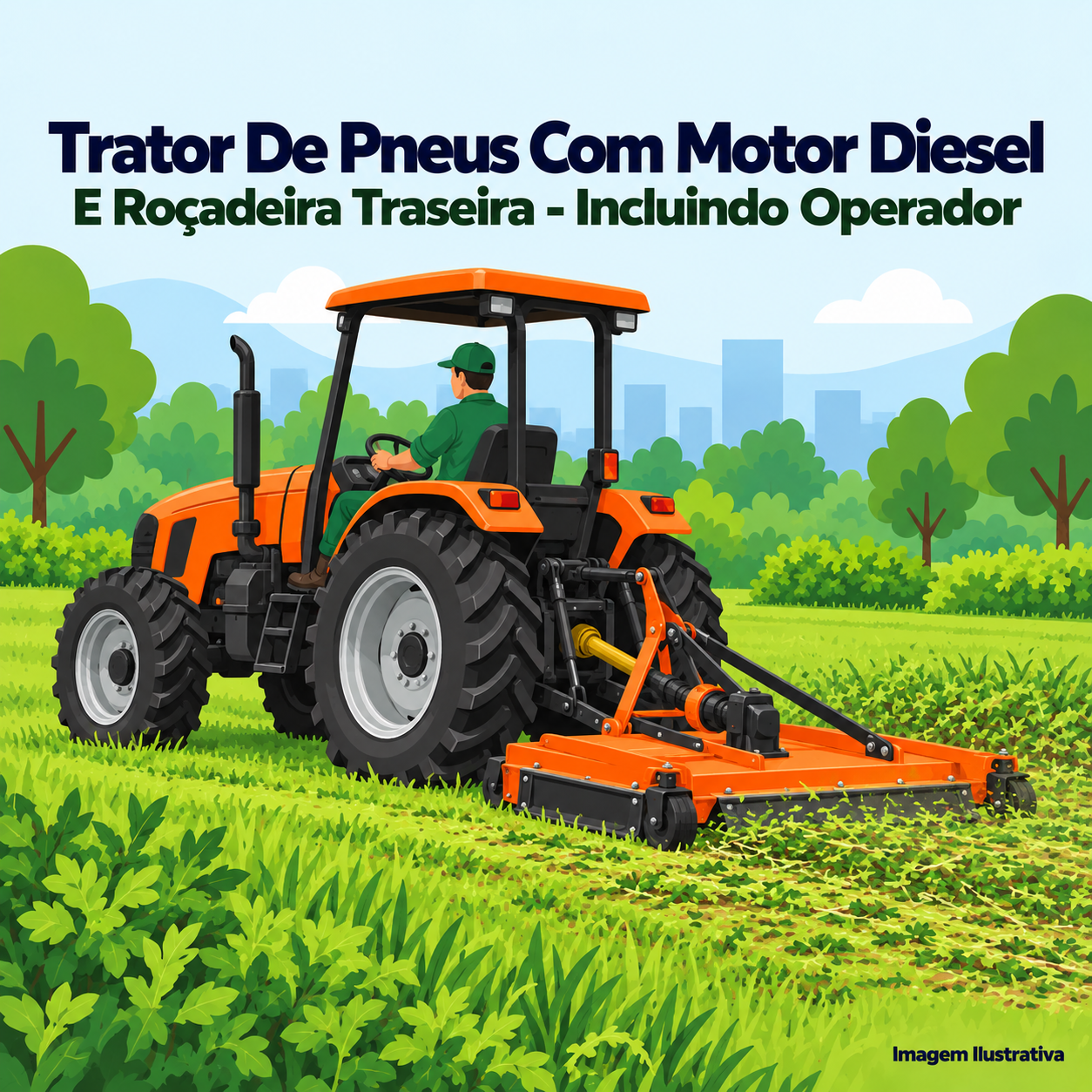 Trator De Pneus Com Motor Diesel E Roçadeira Traseira - Incluindo Operador - Portal de Adesões