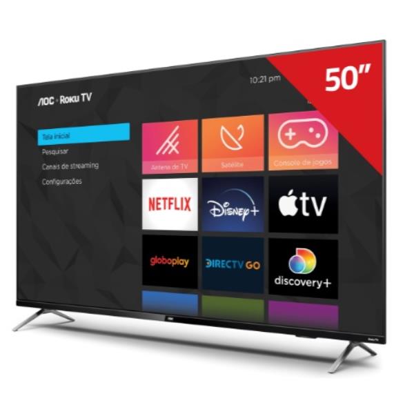 Televisor AOC 50U6125/78G: Smart TV DLED 50”| Ultra HD 4K| Comando De Voz| Roku TV| Wifi| Bluetooth| HDMI| USB| Lan Ethernet - Portal de Adesões