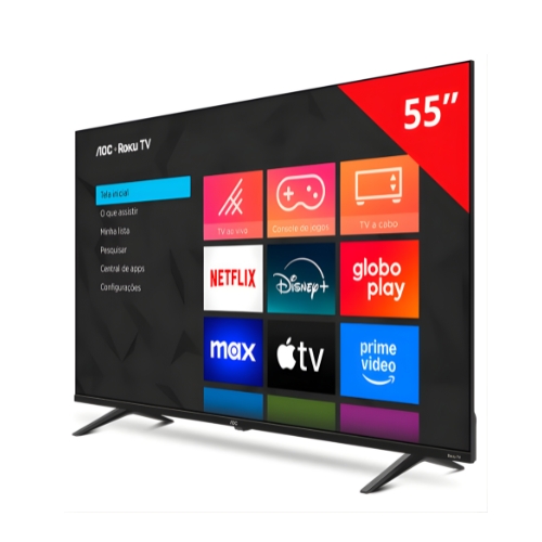 Televisor AOC 55U7045/78G: Smart TV 55"| UHD LED 4K| Comando De Voz| Roku TV| Wi-fi| Bluetooth| HDMI| USB