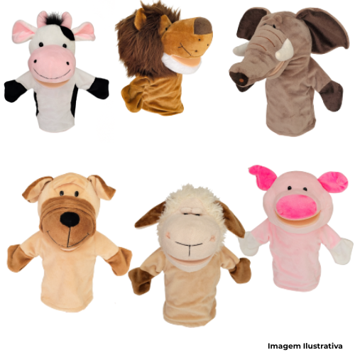Brinquedo Fantoches Animais 6 Peças - Porco/Cachorro/Vaca/Ovelha/Leão/Elefante - Portal de Adesões