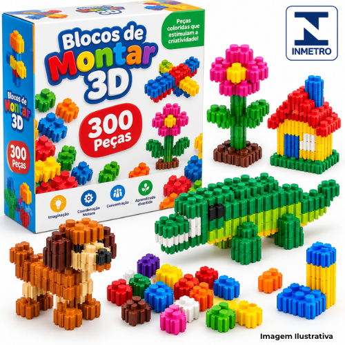 Brinquedo Conjunto De Blocos De Montar 3D 300 Peças - Portal de Adesões