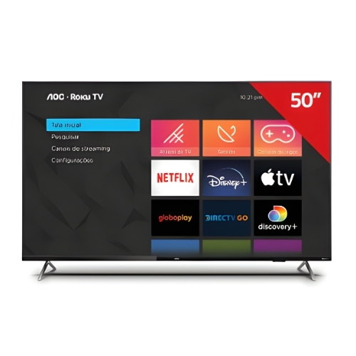 Televisor AOC 50U7045/78G: Smart TV 50"| DLED 4K| Comando De Voz| Roku TV| Wifi| Bluetooth| HDMI| USB| Lan Ethernet